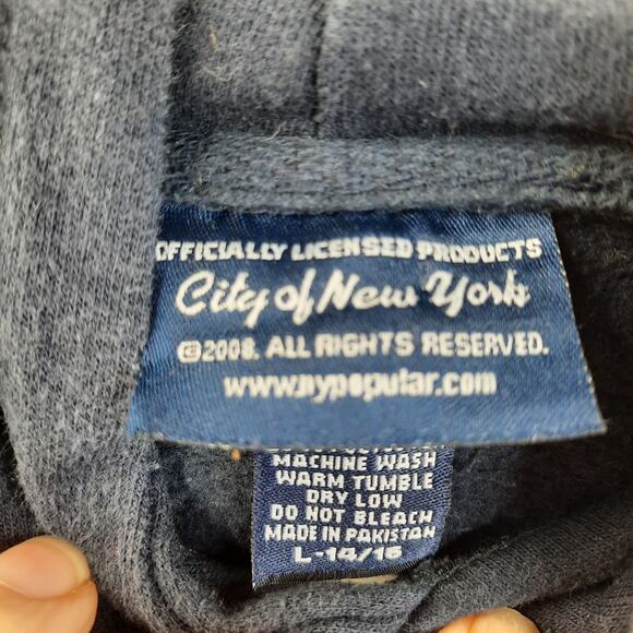 City of New York Hoodie Youth Large 14/16 NYPD Pull-Over Navy Blue - Picture 5 of 6
